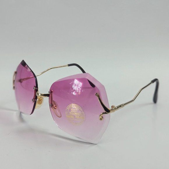NWT Vintage 90\'s Lady Diamond Cut Fashion Sunglasses (Gold/Pink)